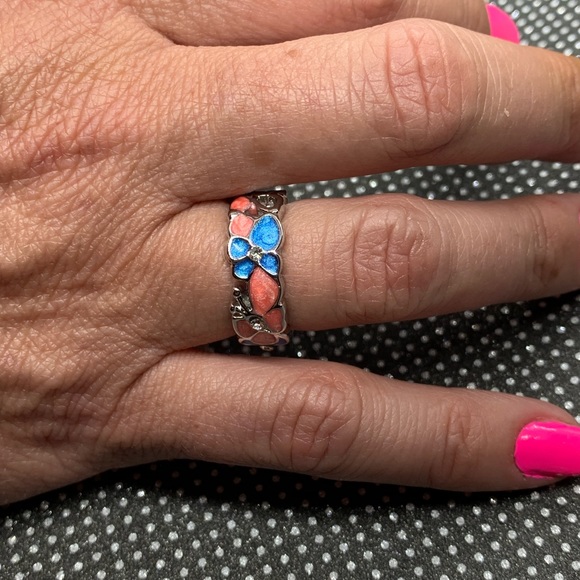 Jewelry - Boho Pink Butterfly Blue Flower Petal Shape